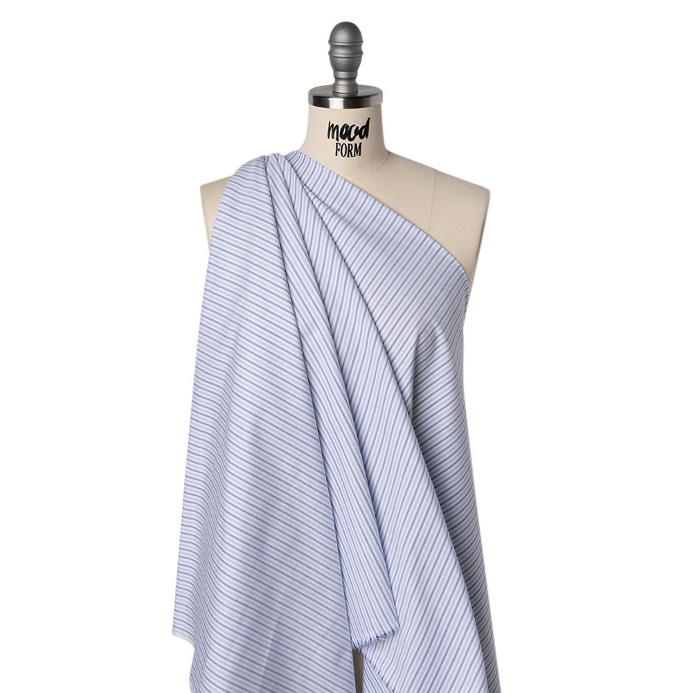 Cotton Oxford Shirting - Sky, Bright Blue and White Candy Stripes - Deadstock - Joann Fabrics