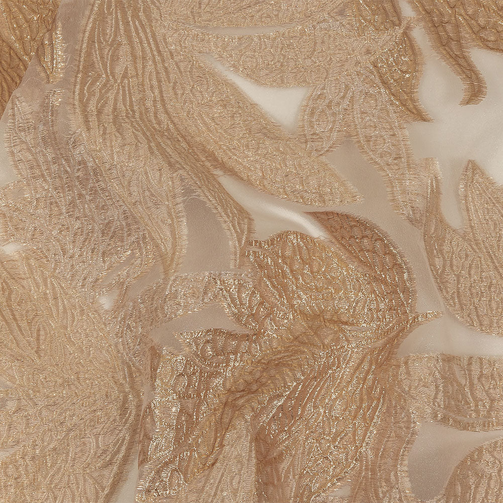 Metallic Gold and Beige Leafy Luxury Burnout Brocade - Joann Fabrics