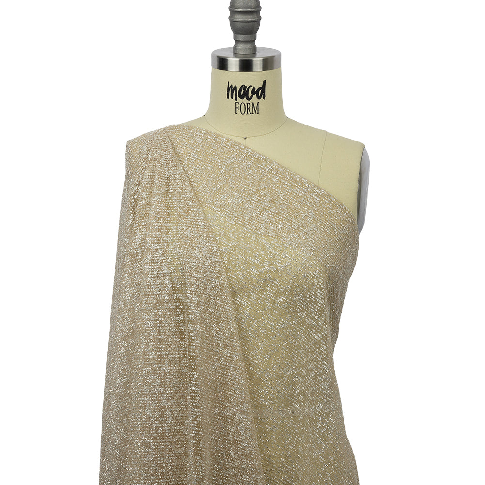 Glitter Tulle - Beige and Silver Abstract Striations - Flare Collection - Joann Fabrics