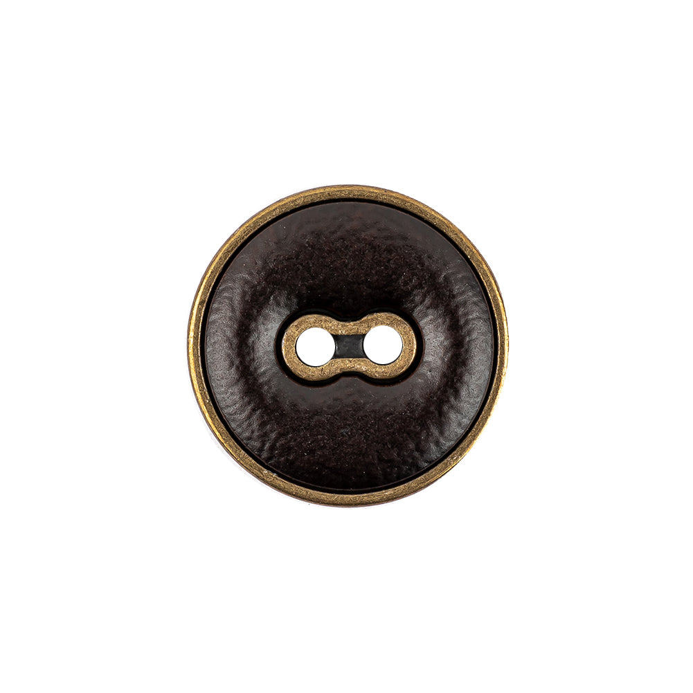 Italian Seal Brown and Brass Metal and Leatherette Button - 32L/20mm - Joann Fabrics