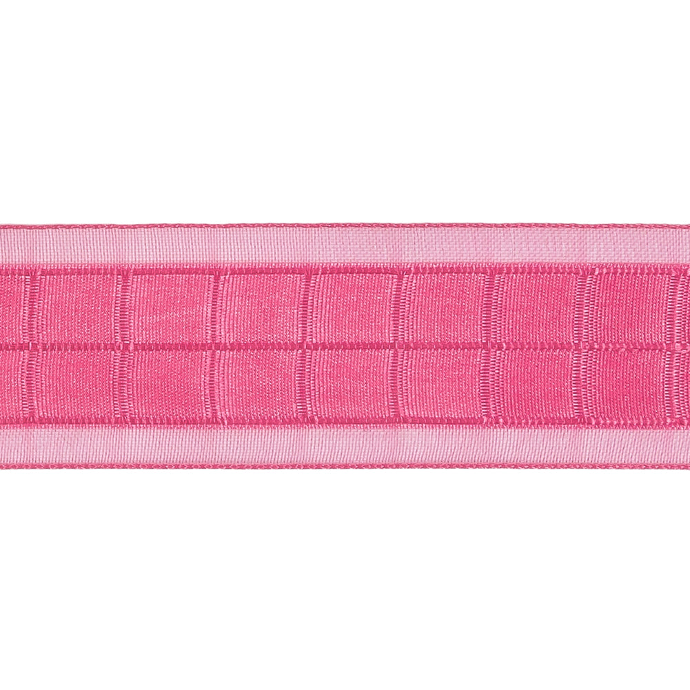 Hot Pink Squares and Sheer Borders Ribbon - 1