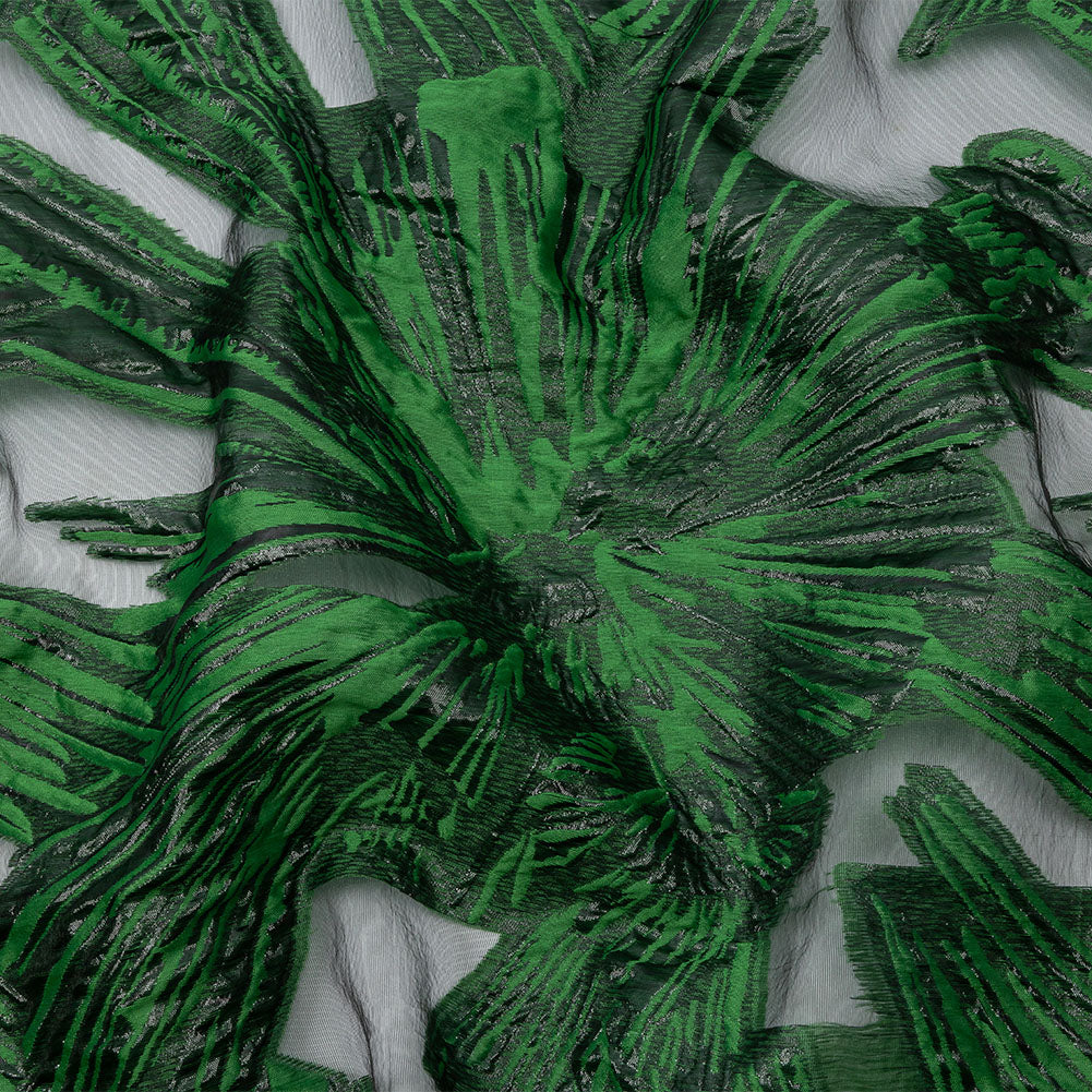 Metallic Black and Green Firework Flowers Luxury Burnout Brocade - Joann Fabrics