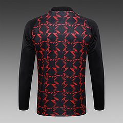 2024/2025 Manchester United Half-Pull Training Suit Black Red Football Shirt 1:1 Thai Quality Set