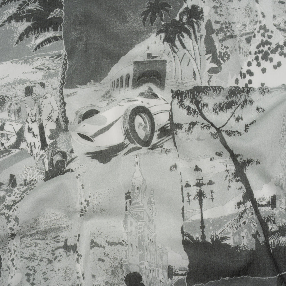 Crinkled Cotton Gauzy Woven - Grayscale Vacation Photos Patchwork - Mood Exclusive Memory Montage Print - Joann Fabrics