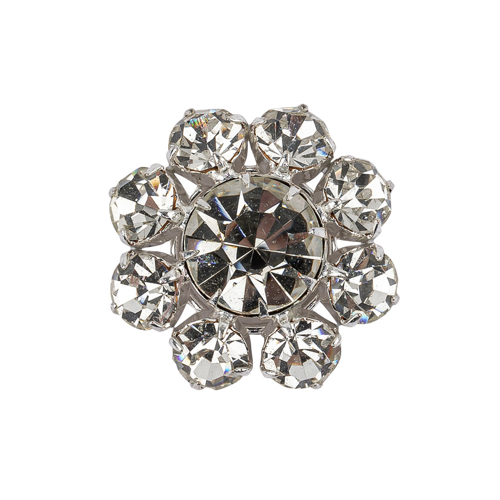 Vintage Swarovski Crystal Rhinestones and Silver Metal Floral Shank Back Button - 40L/25.5mm - Joann Fabrics