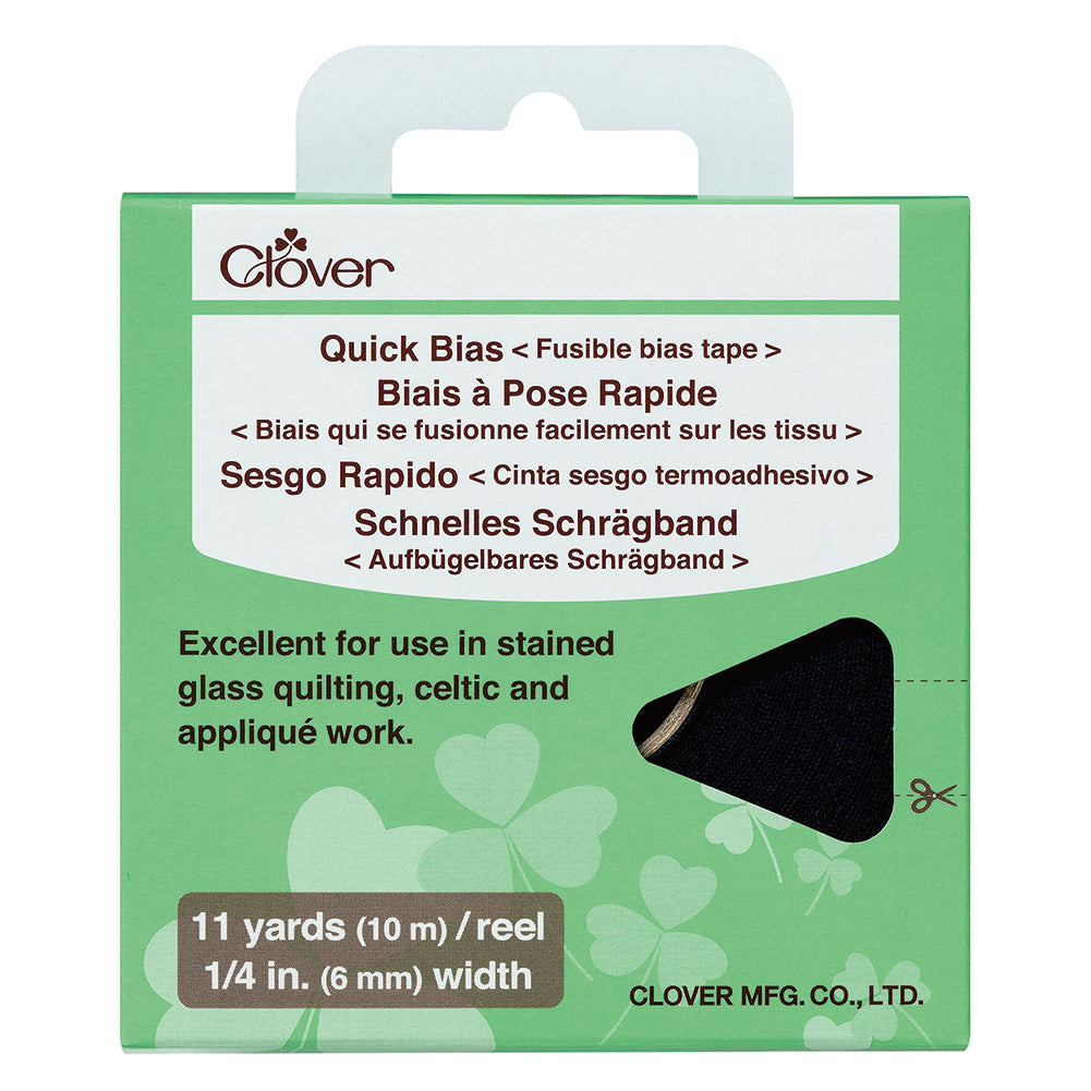 Clover Quick Bias - Black Fusible Bias Tape - 11yds x 0.25