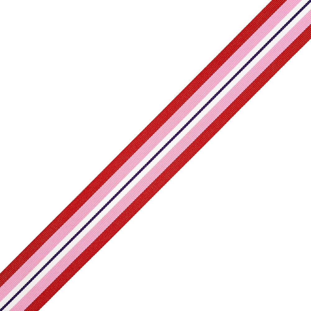 Red, Pink and White Striped Ribbon - 1.5