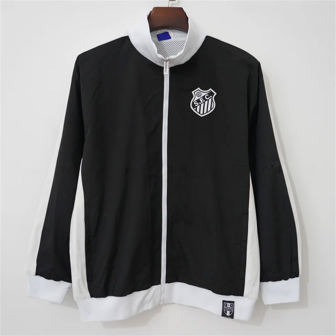 Santos 26-27 Black With White Edges Windbreaker Jacket - UnitedFutballJersey