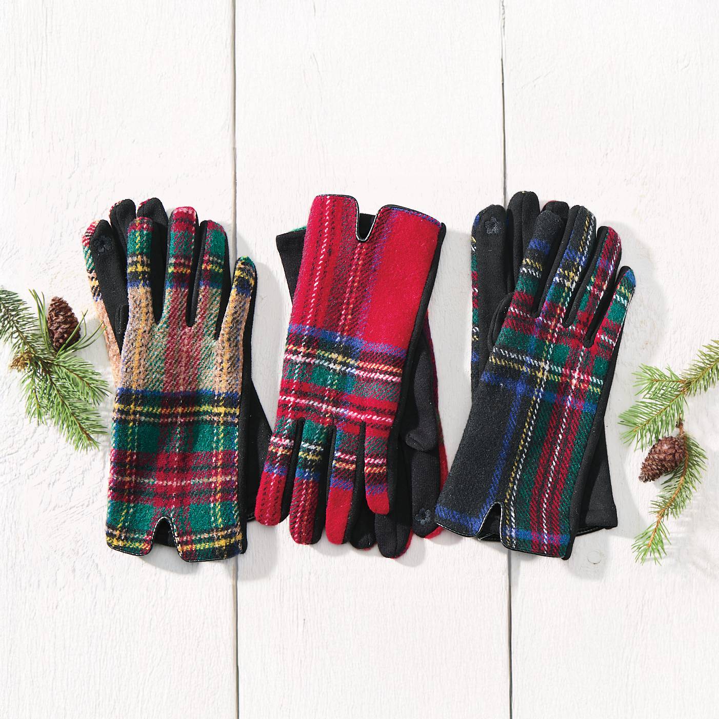 Plaid Gloves, Knit Touchscreen, Classic, Soft Fleece Lining - Northstyle Catalog
