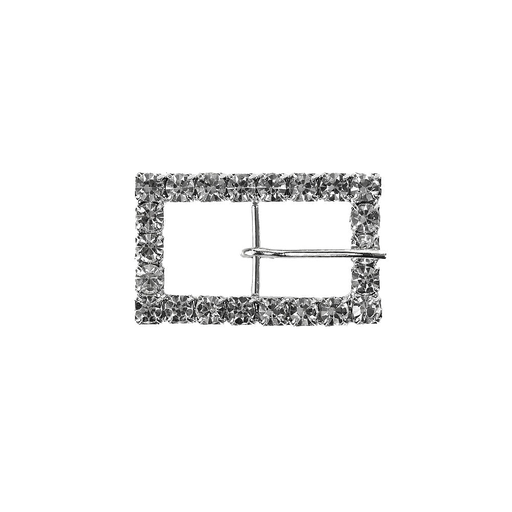 Swarovski Crystal and Silver Rectangular Rhinestone Buckle - 1