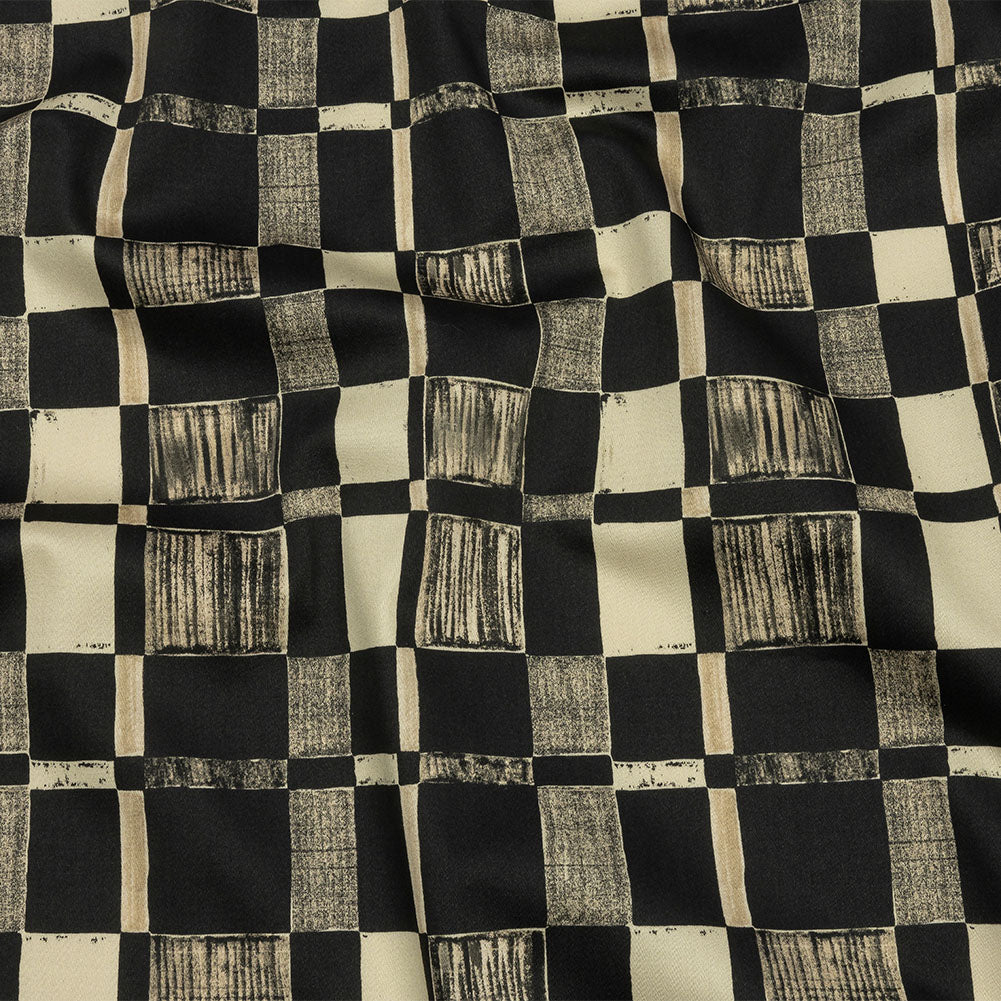 Stretch Cotton Sateen - Black and White Checks - City Blocked Print - Mood Exclusive Metro Collection - Joann Fabrics
