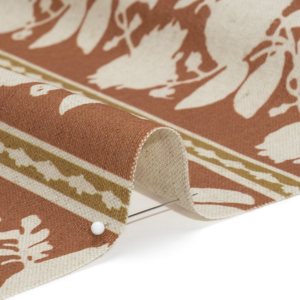 Brushed Cotton and Linen Canvas - Sienna Floral Silhouette Stripes - British Imported - Joann Fabrics