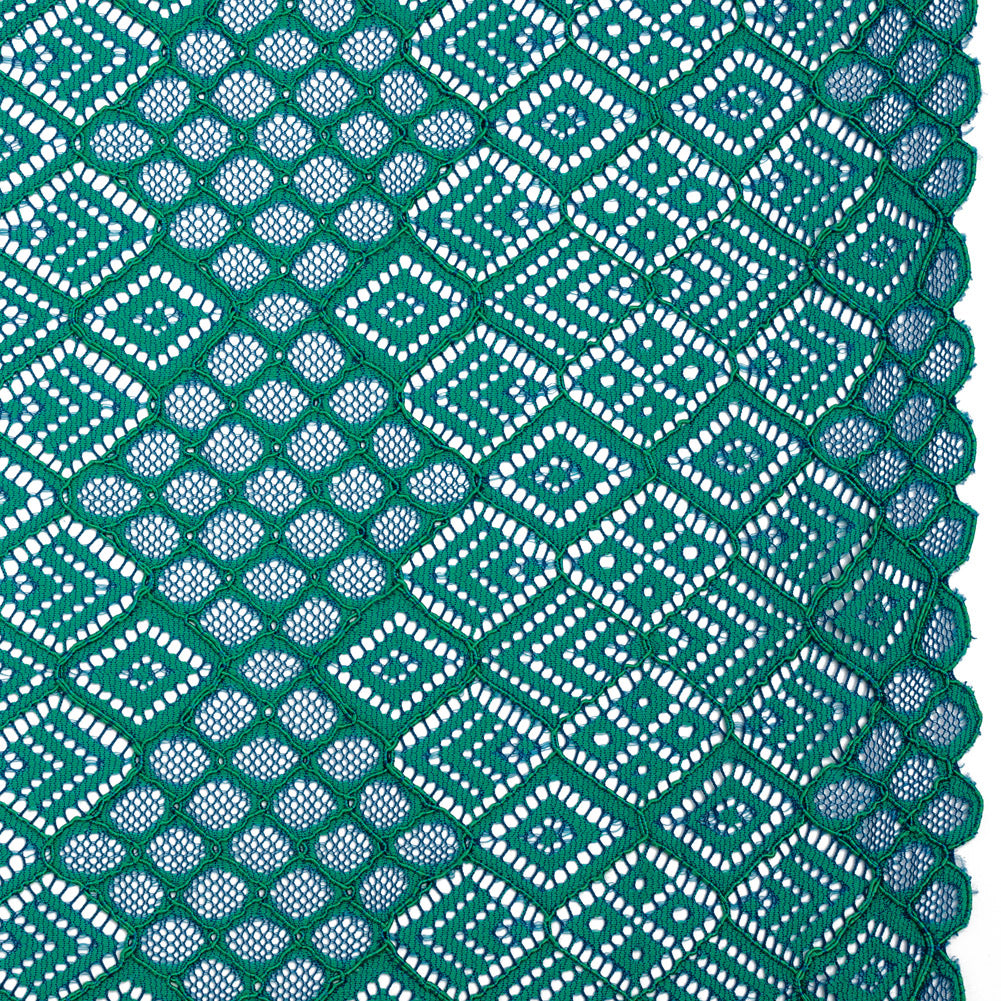 Corded Lace with Finished Edges - Blue and Teal Decorated Diamond Stripes - Joann Fabrics