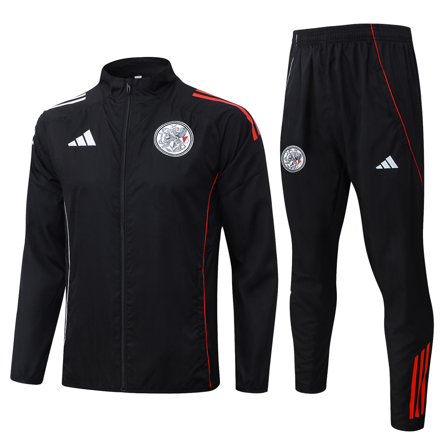 Ajax 25-26 Windbreaker Training Set - Black Top and Pants - UnitedFutballJersey