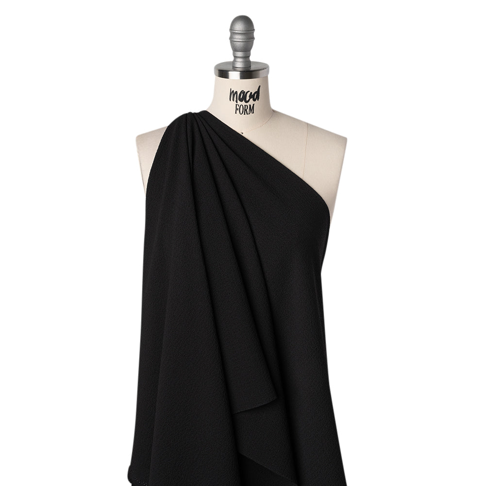 Stretch Polyester Seersucker - Black - Designer Deadstock - Joann Fabrics