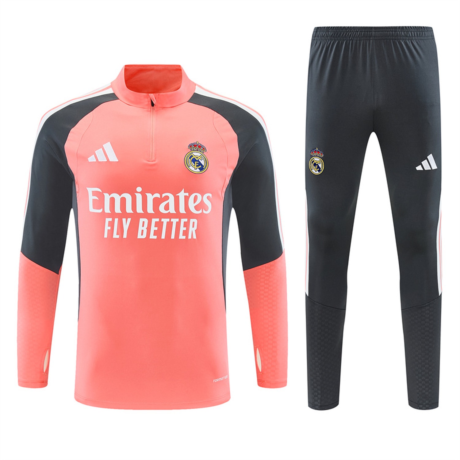 Real Madrid 26-27 Long Sleeve Training Set - Pink Top & Deep Grey Pants - UnitedFutballJersey