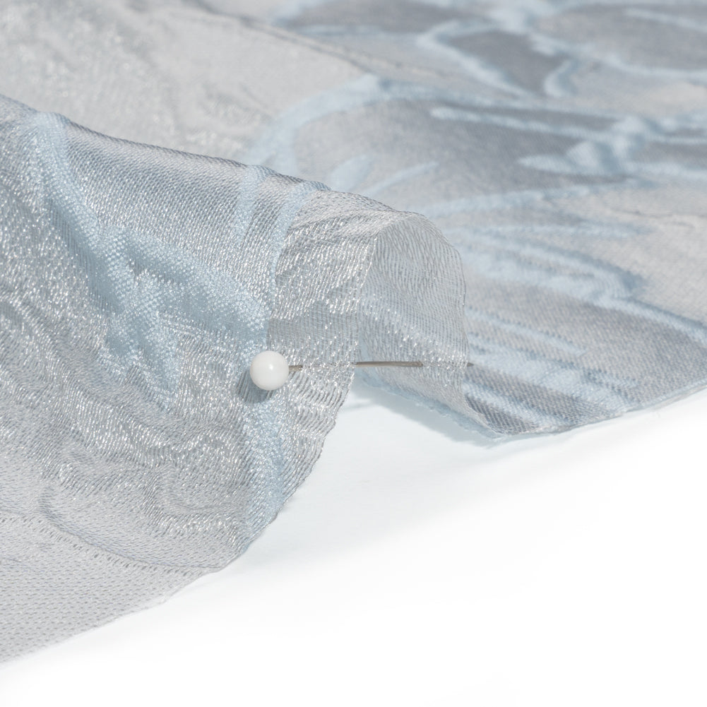 Pastel Blue and Gray Floral Sheer Luxury Brocade - Joann Fabrics