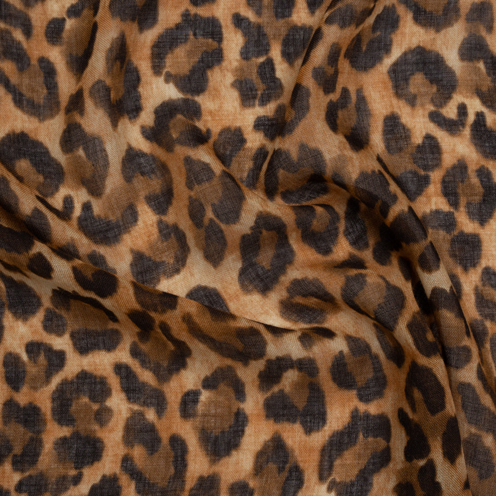 Cotton Voile Print Made in Italy - Tan and Brown Cheetah Spots - Deadstock - Joann Fabrics
