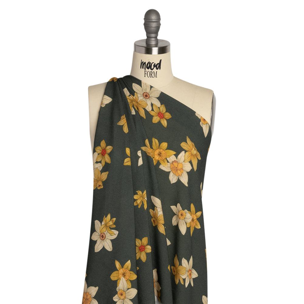 Viscose Crepe Print - Forest Green and Yellow Floral - Mood Exclusive Baby Bunches - Joann Fabrics