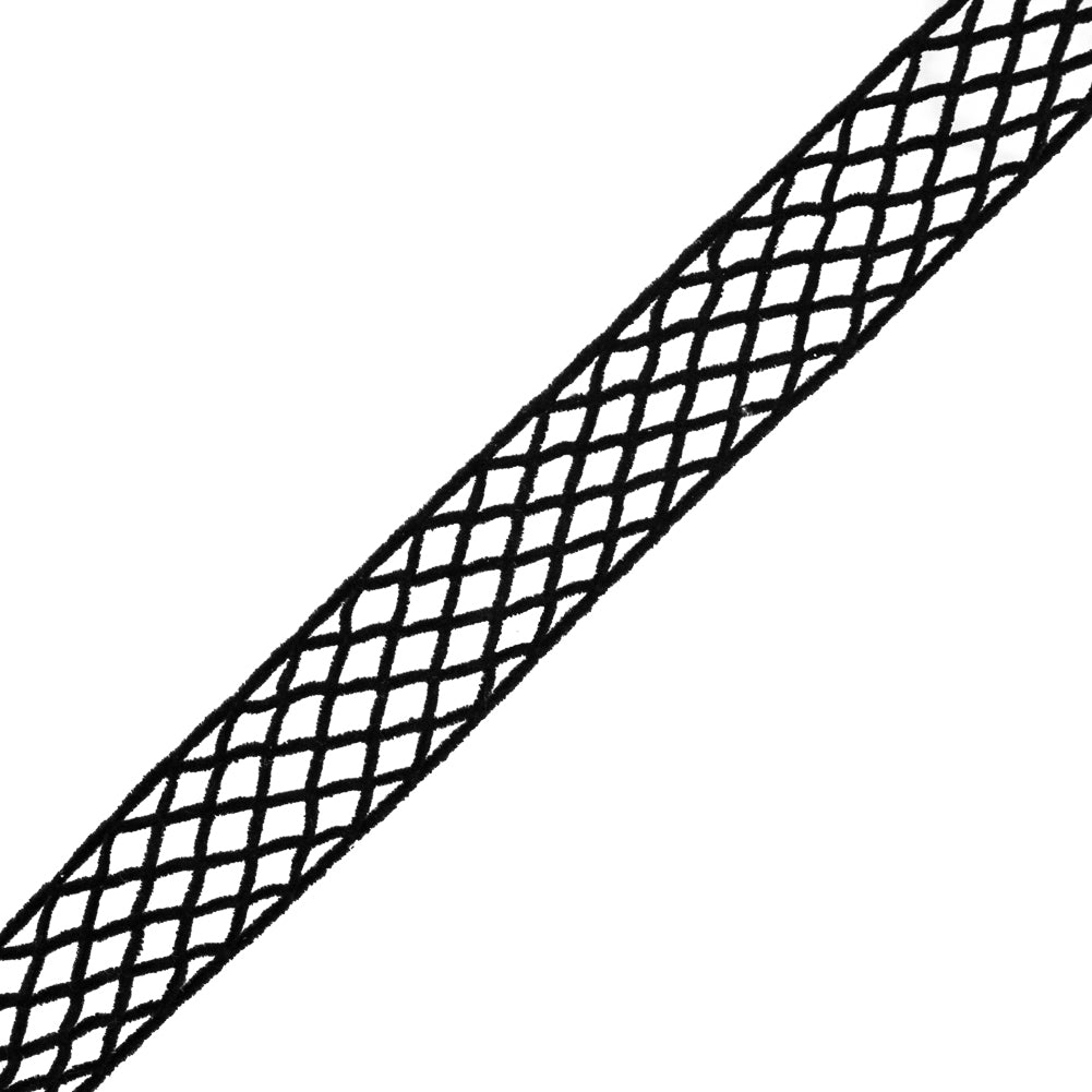 Black Criss Cross Chenille Trim - 1.5