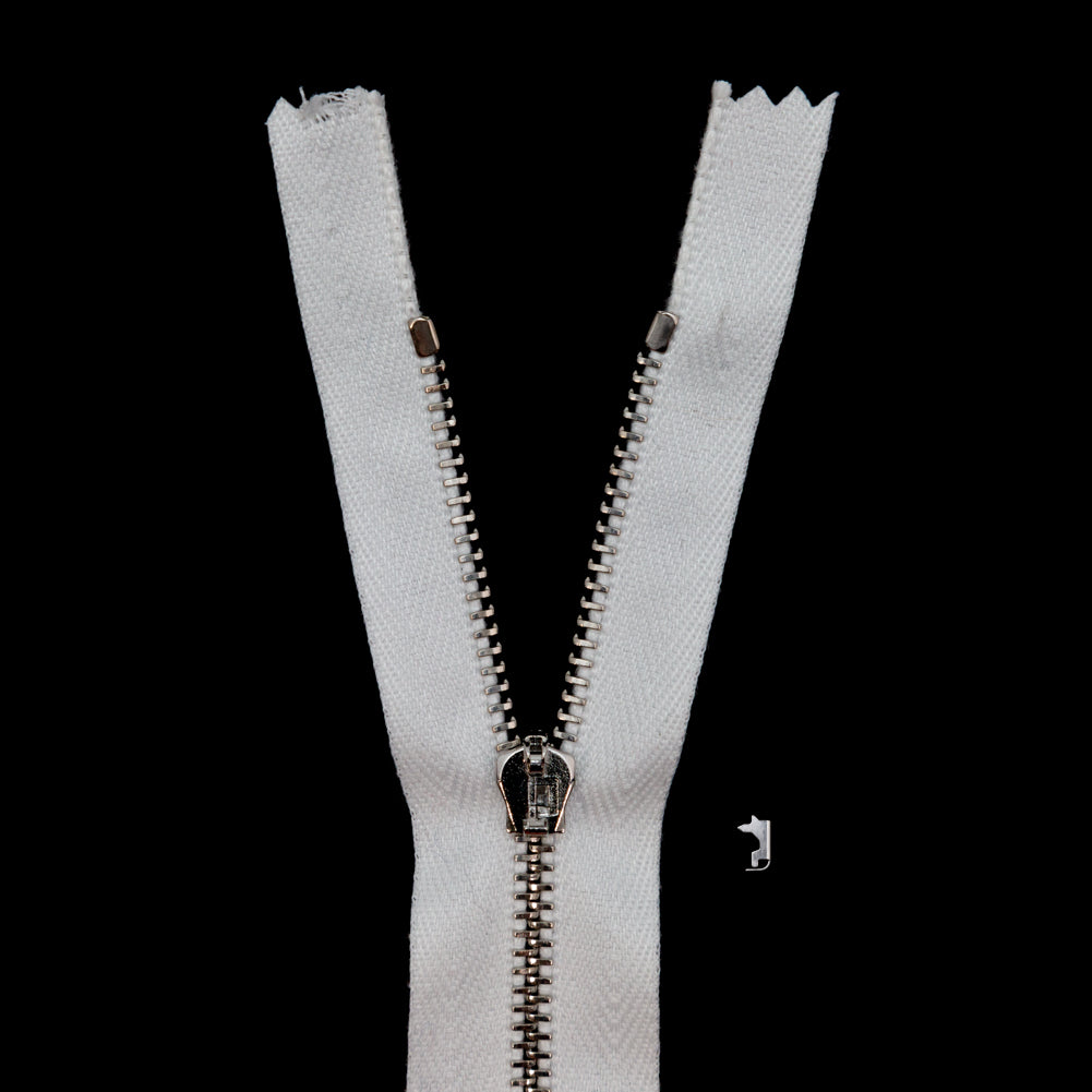 Mood Exclusive Italian Off-White and Silver T3 Closed End Metal Zipper - 9