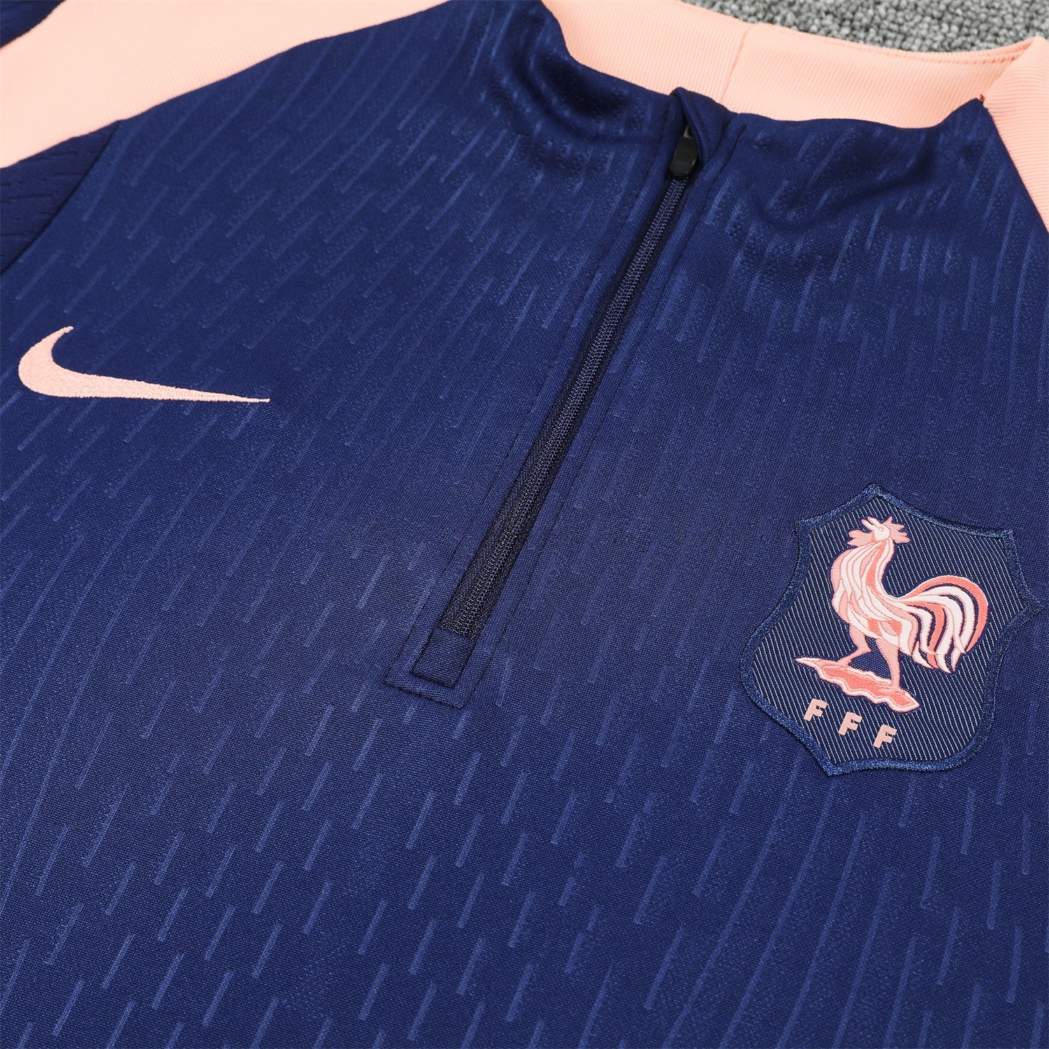 France 2026 Long Sleeve Training Set - Dark With Pink Top and Pants - UnitedFutballJersey