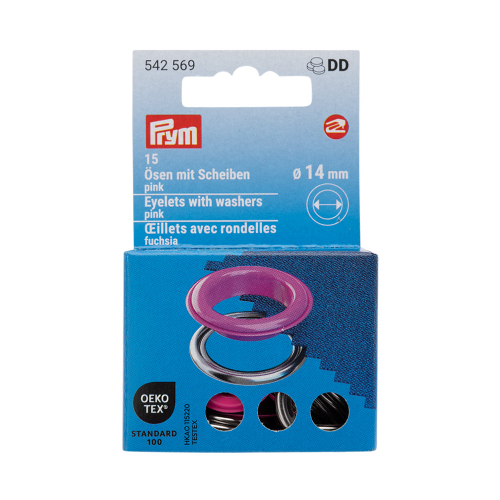 Prym Eyelets with Washers - Pink 14mm - 15pc - Joann Fabrics