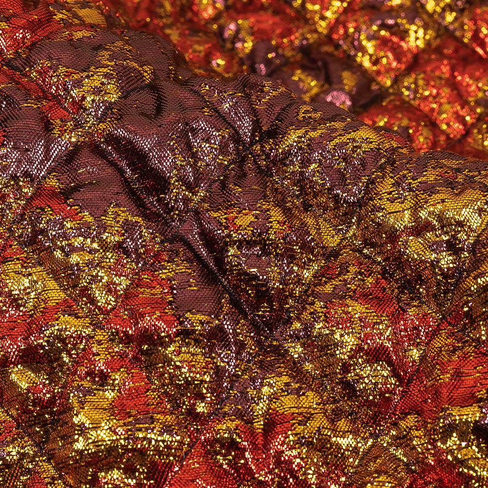 Metallic Red, Gold and Burgundy Diamond Quilted Luxury Brocade - Joann Fabrics