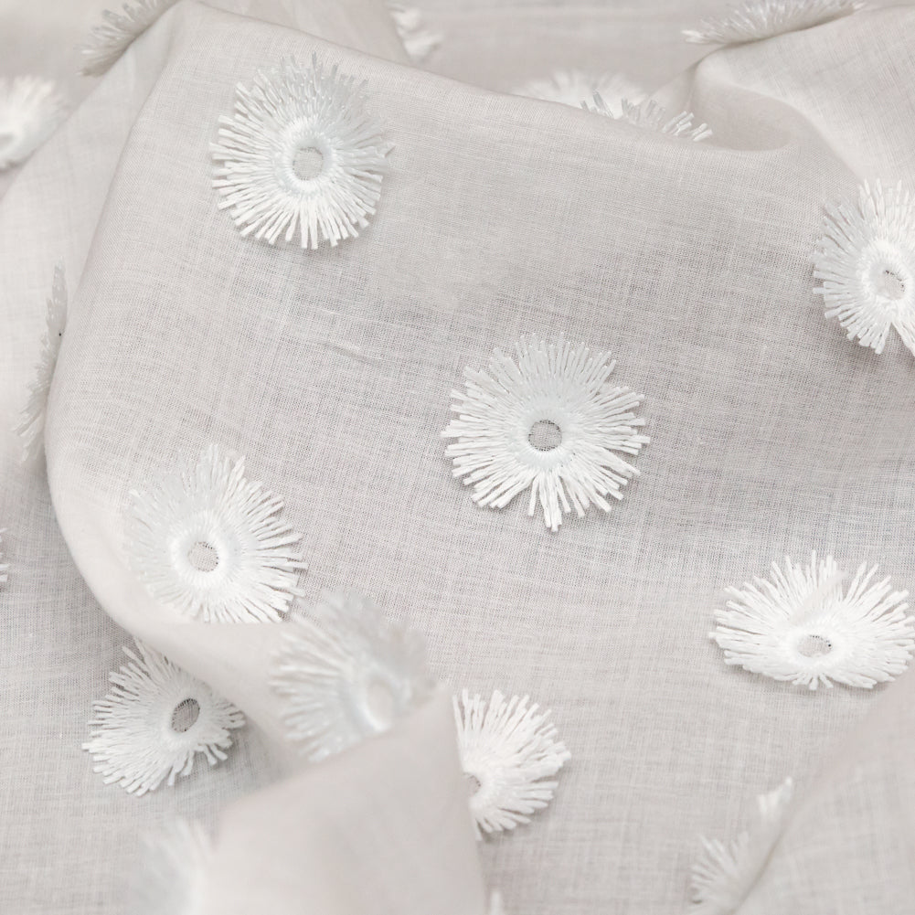 Off-White 3D Sunflower Embroidered Cotton Voile - Joann Fabrics