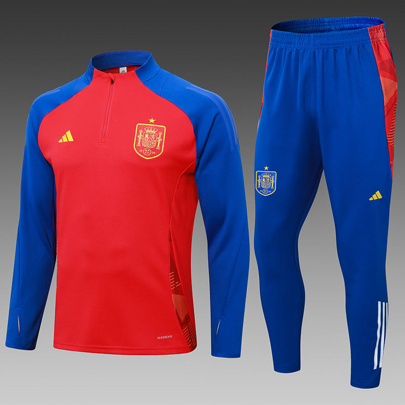 2024-2025 Spain Half-Pull Training Suit Red Football Shirt Set
