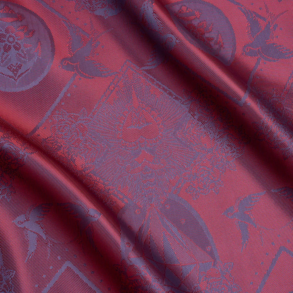 Gems and Doves Jacquard Lining - Wine and Blue Bi-Color - Joann Fabrics