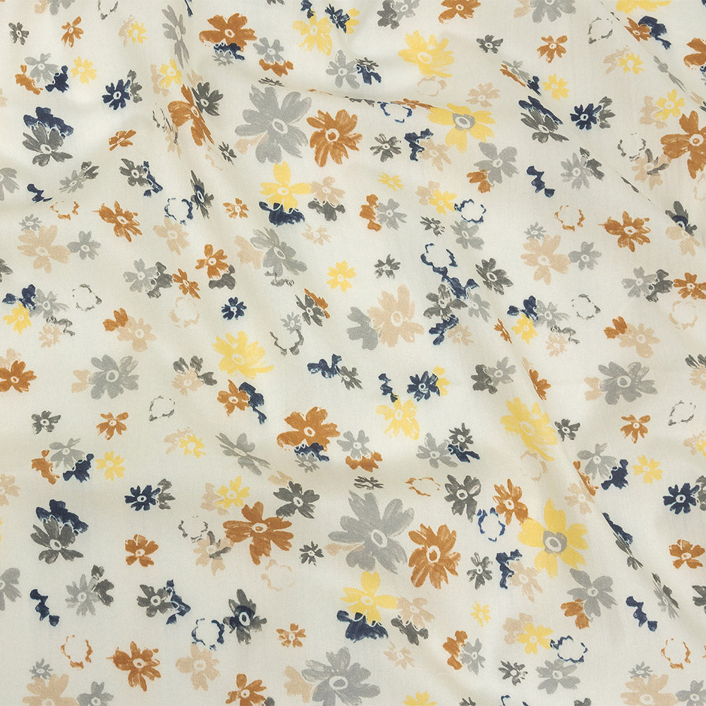 Cotton Poplin Print - Yellow and Blue Gray Floral - Mood Exclusive Petal Impressions - Joann Fabrics