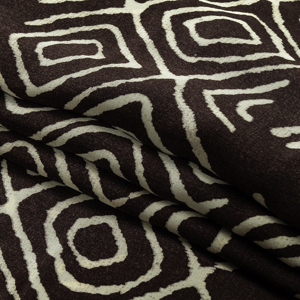 Olive and Brown Tribal Stripes Silk Crepe de Chine Panel - Joann Fabrics