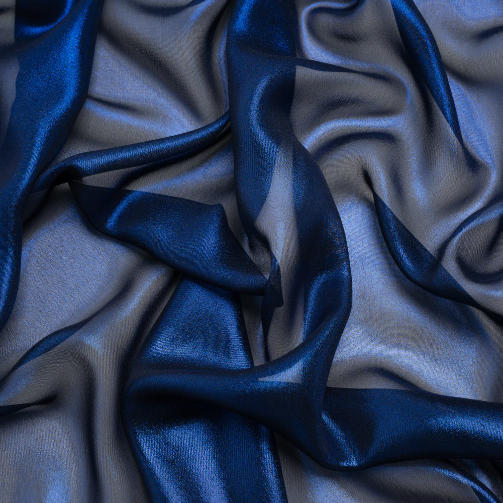Liquid Sheen Metallic Polyester Chiffon - Navy on Black - Liquid Sheen Chiffon Collection - Joann Fabrics