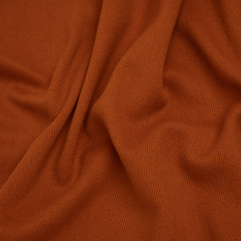 Heavy Wool Twill Coating - Pumpkin Orange Herringbone - Deadstock - Joann Fabrics