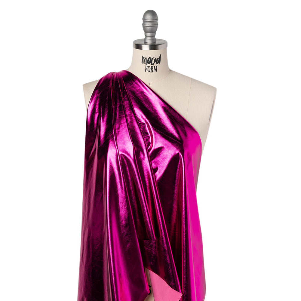 Knit Faux Leather with PET Anodized Aluminum Film - Fuschia - Elizabeth Collection - Joann Fabrics