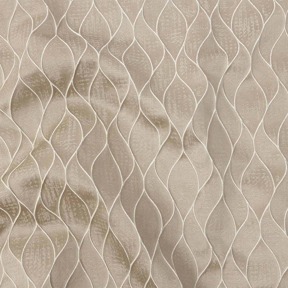 Polyester Jacquard - Taupe Leafy Lines - British Imported - Joann Fabrics