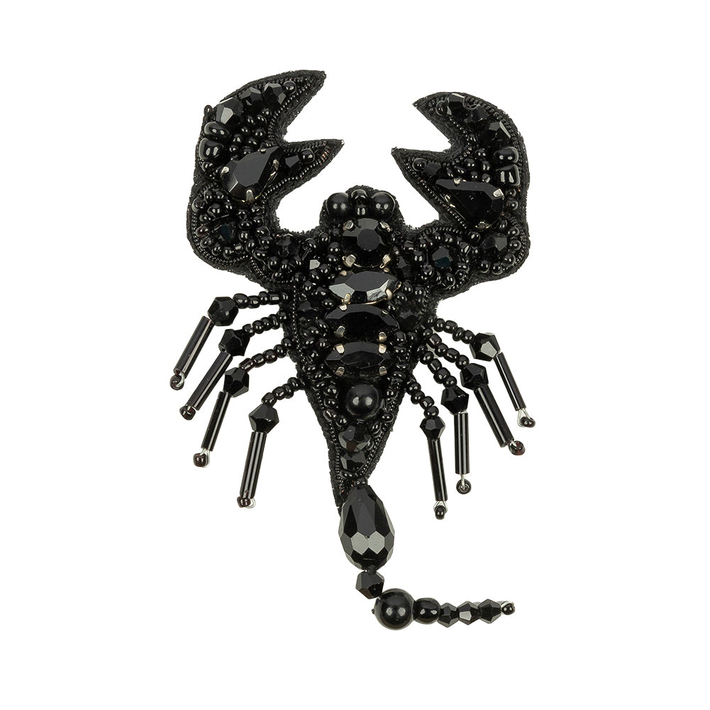 Black Scorpion Rhinestones and Glass Beaded Applique - 2.75