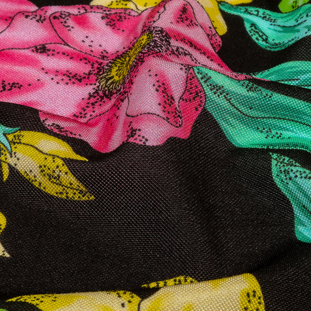 Balenciaga Italian Pink, Yellow and Lime Floral Viscose Pique Knit - Joann Fabrics