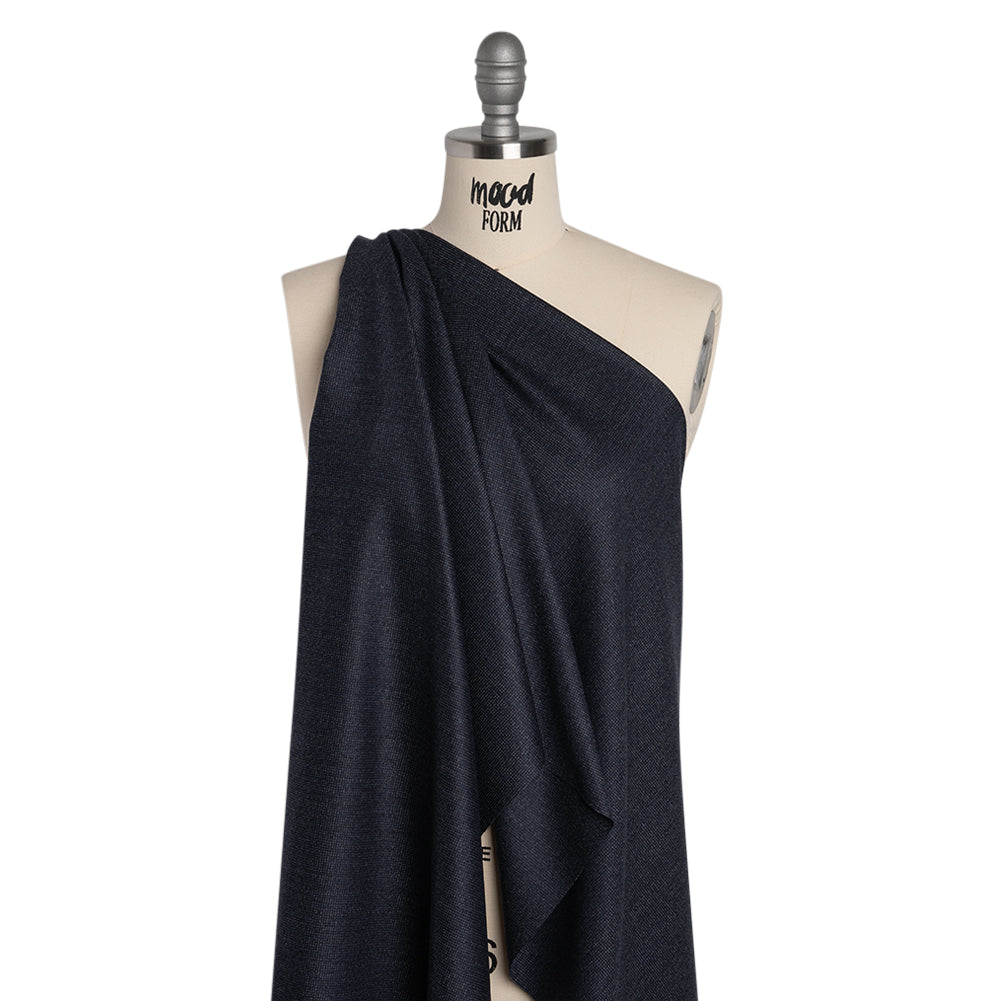Super 130s Wool Dobby Suiting Made in Italy - Navy and White Spots - Deadstock - Joann Fabrics