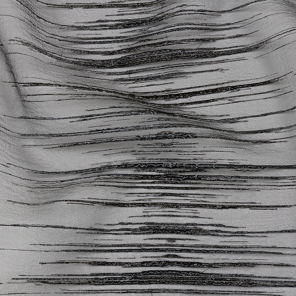 Metallic Black Striated Lines Luxury Burnout Brocade - Joann Fabrics