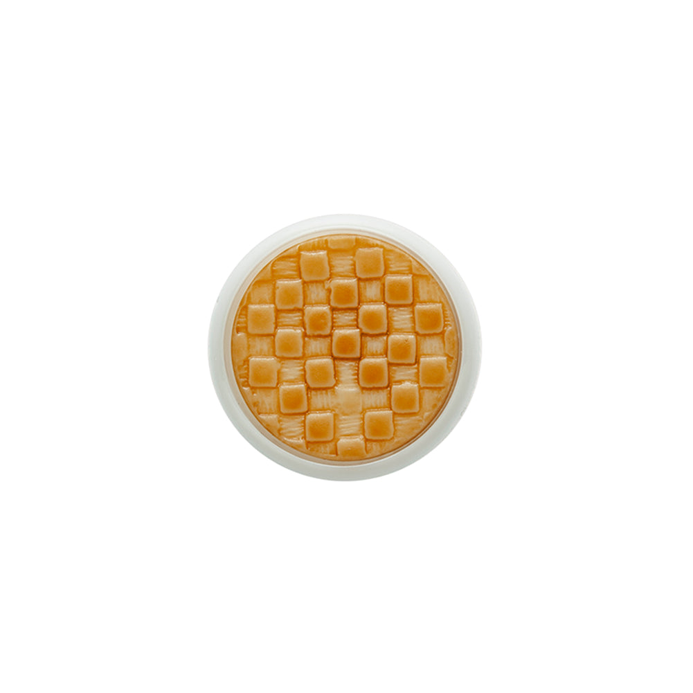 Toffee Basketweave set in a White Circular 2-Piece Shank Back Button - 24L/15mm - Joann Fabrics
