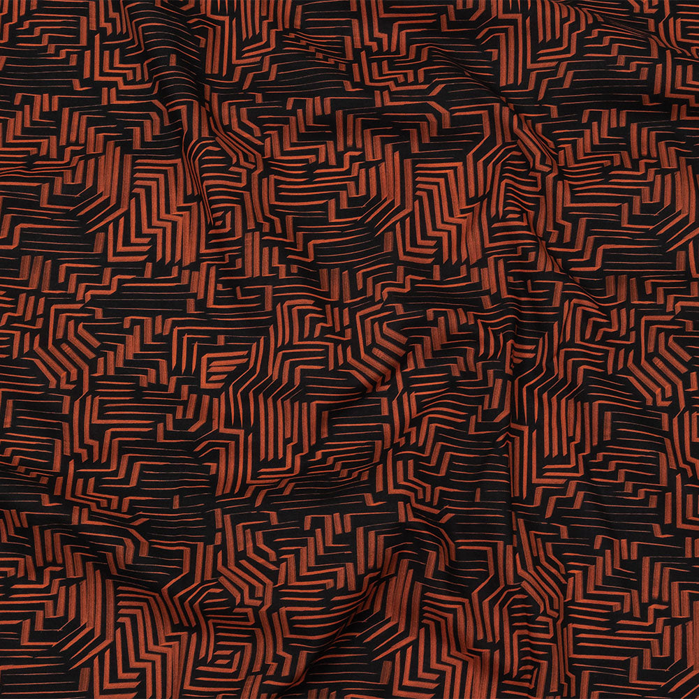 Cotton Voile - Black and Orange Geometric Lines - Ci-Trust the Process Print - Mood Exclusive Citrus Collection - Joann Fabrics