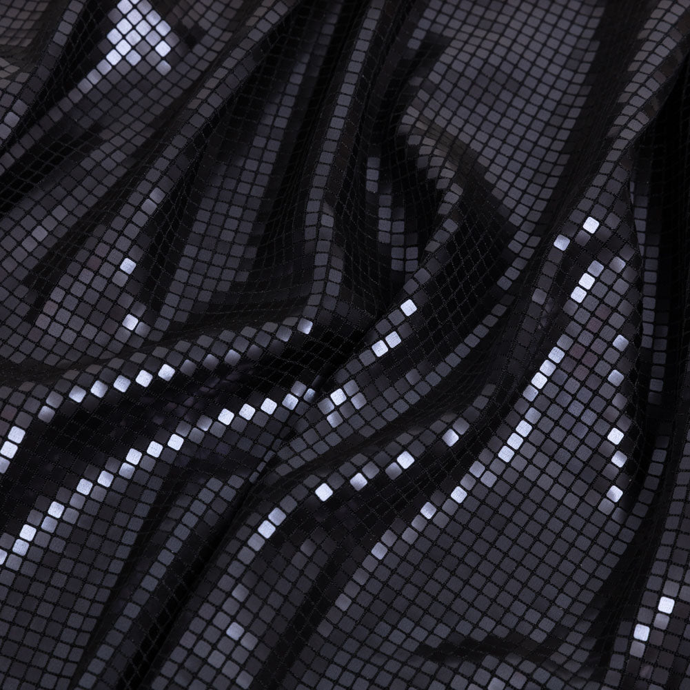 Squares Foiled Stretch Polyester Knit - Charcoal and Metallic Black - Heidi Collection - Joann Fabrics