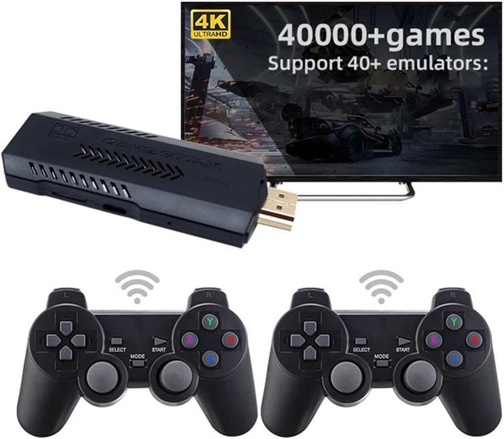 Console M10 X2PLUS Retro Game Stick 4K – 64Go – 30 000 Jeux – 2 Manettes Sans Fil – HDMI