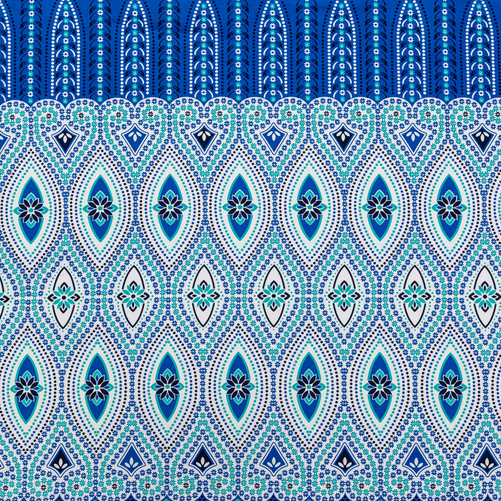 Blue and Sea Green Floral Cotton Twill Panel - Joann Fabrics