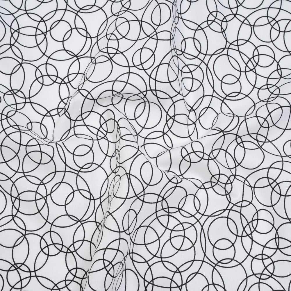 Printed Quilting Cotton by Patrick Lose for Northcott - Black on White Tangled Circles - Basically Black & White Collection - Joann Fabrics