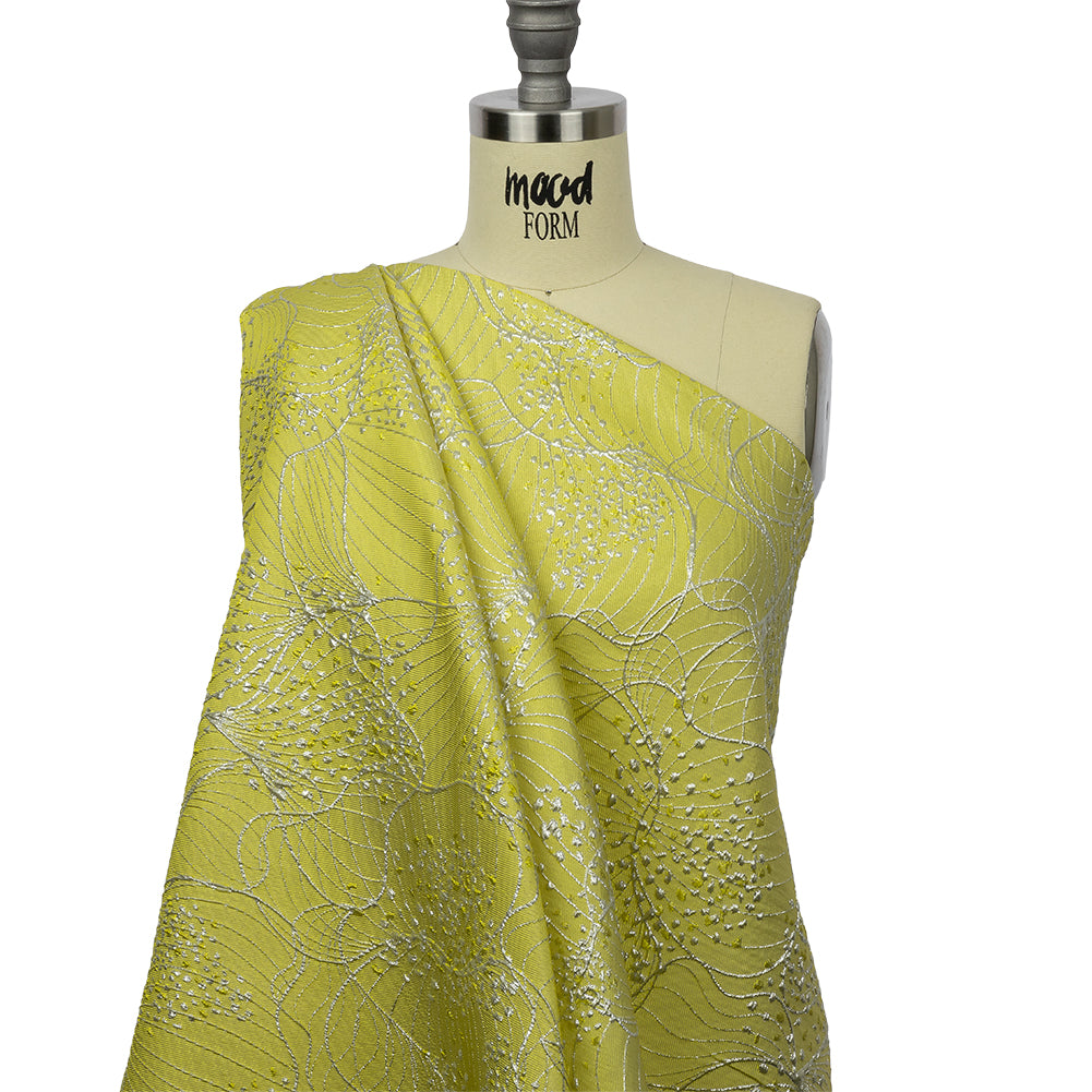 Metallic Silver and Lemon Lines and Dots Luxury Brocade - Joann Fabrics