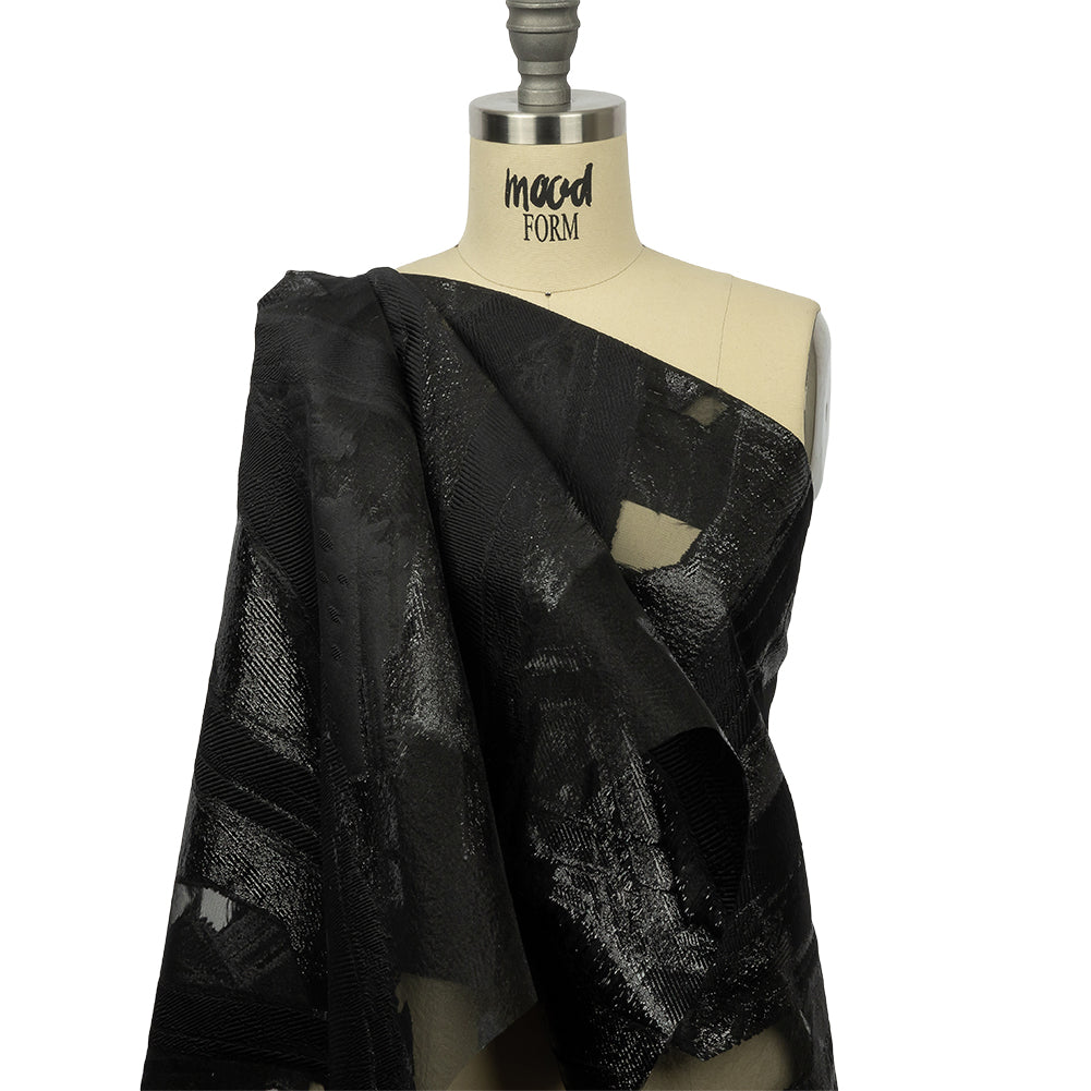 Metallic Black Painterly Geometrics Luxury Burnout Brocade - Joann Fabrics