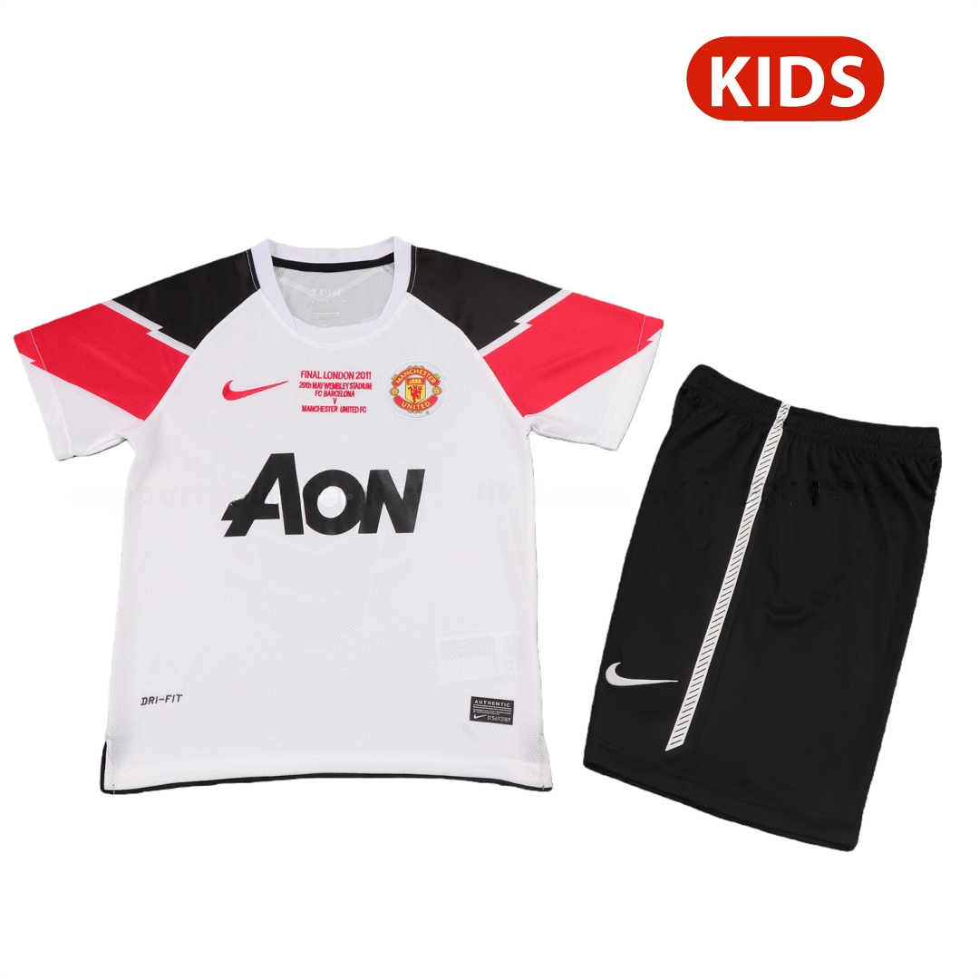 Retro Manchester United 2010-11 Away Kids Kit - Champions League Version - UnitedFutballJersey
